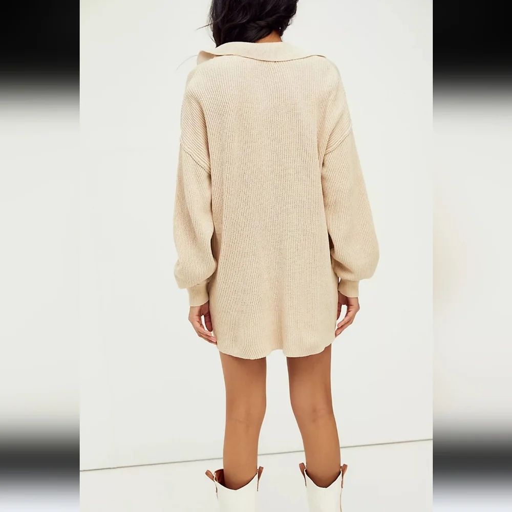 Free People Beach Picnic Sweater Mini Dress Oversized Size S Color: Natural - Picture 13 of 14